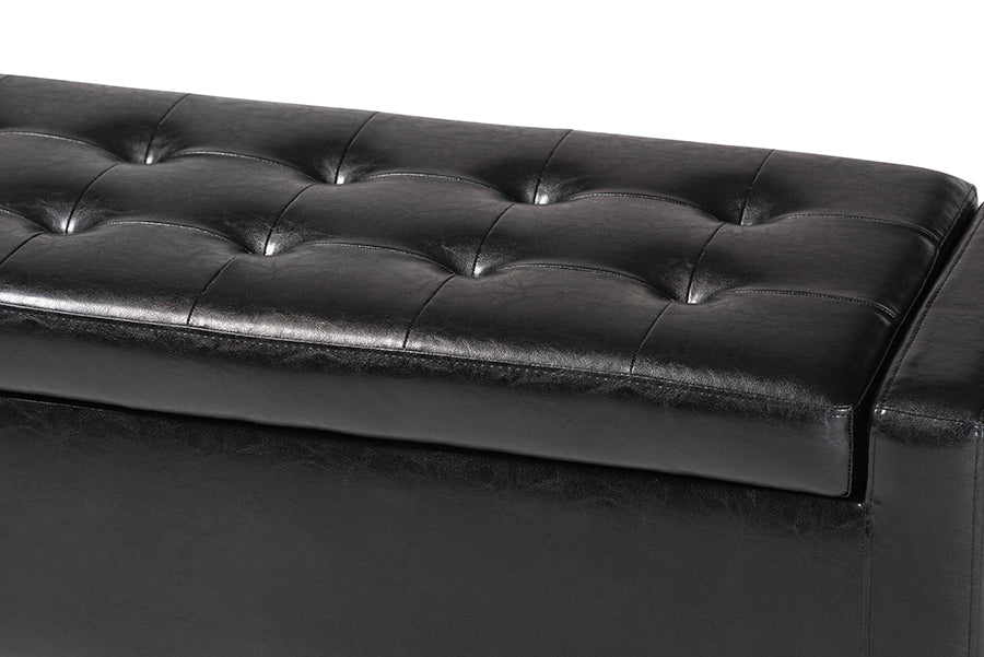 Baxton Studio Manchester Black Ottoman