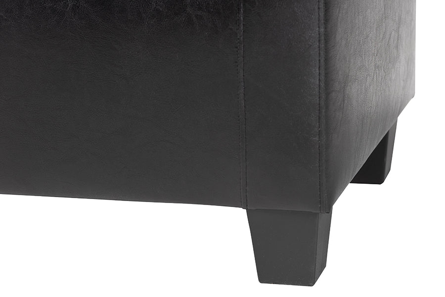 Baxton Studio Manchester Black Ottoman