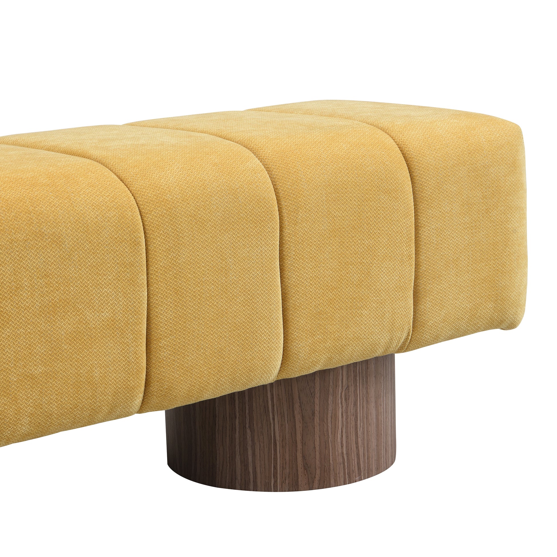 Upholstered Dining Bench, No-Assembly Entryway Bench Ottoman, Yellow Chenille Fabric, 50' Length FredCo