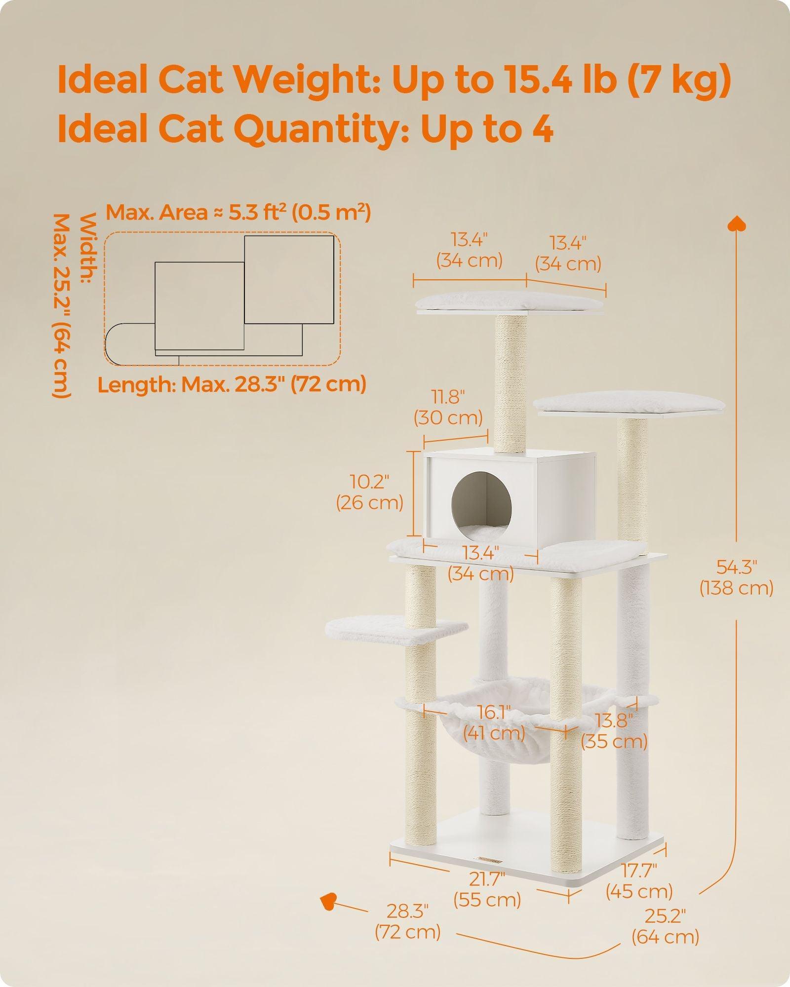 54.3" Tall Multi-Level Cat Tree with Scratching Posts FredCo