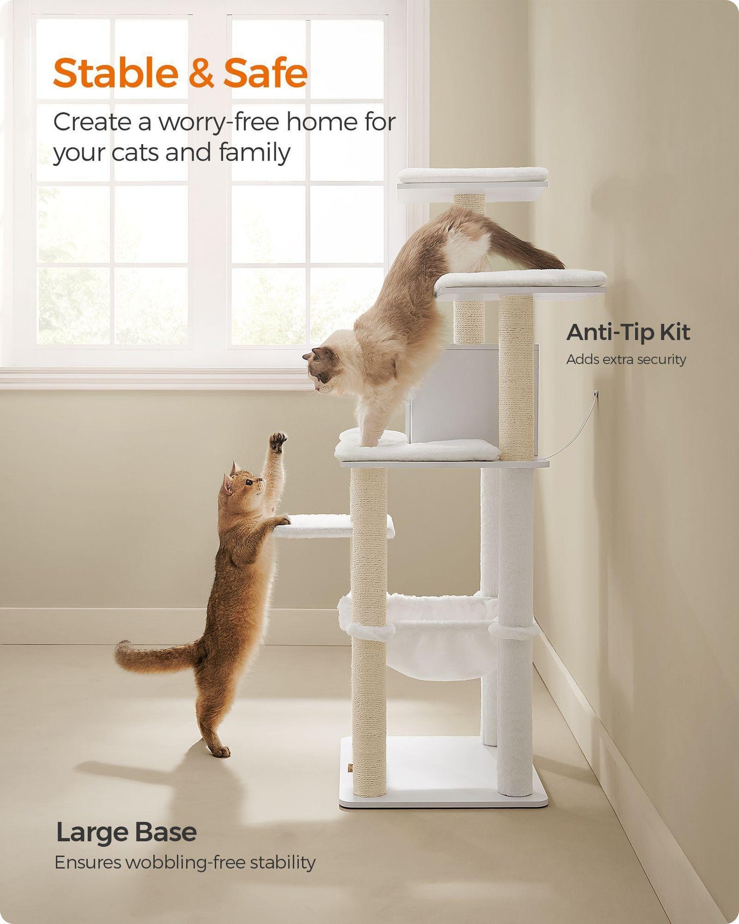 54.3" Tall Multi-Level Cat Tree with Scratching Posts FredCo