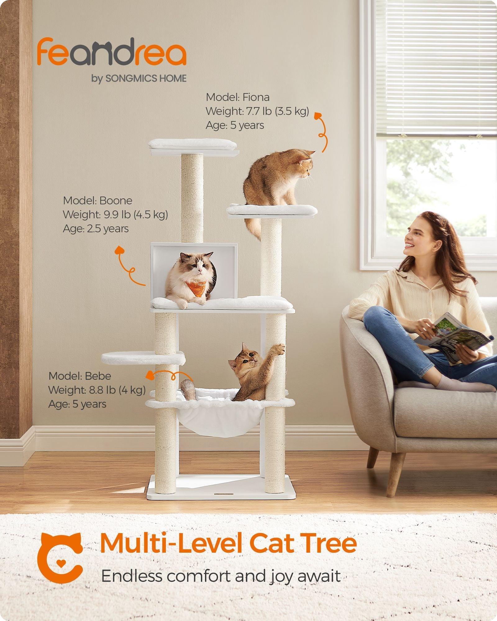 54.3" Tall Multi-Level Cat Tree with Scratching Posts FredCo