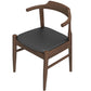Leon Mid-Century Modern Leather Dining Chair Set of 2 with Solid Wood Frame in Black FredCo