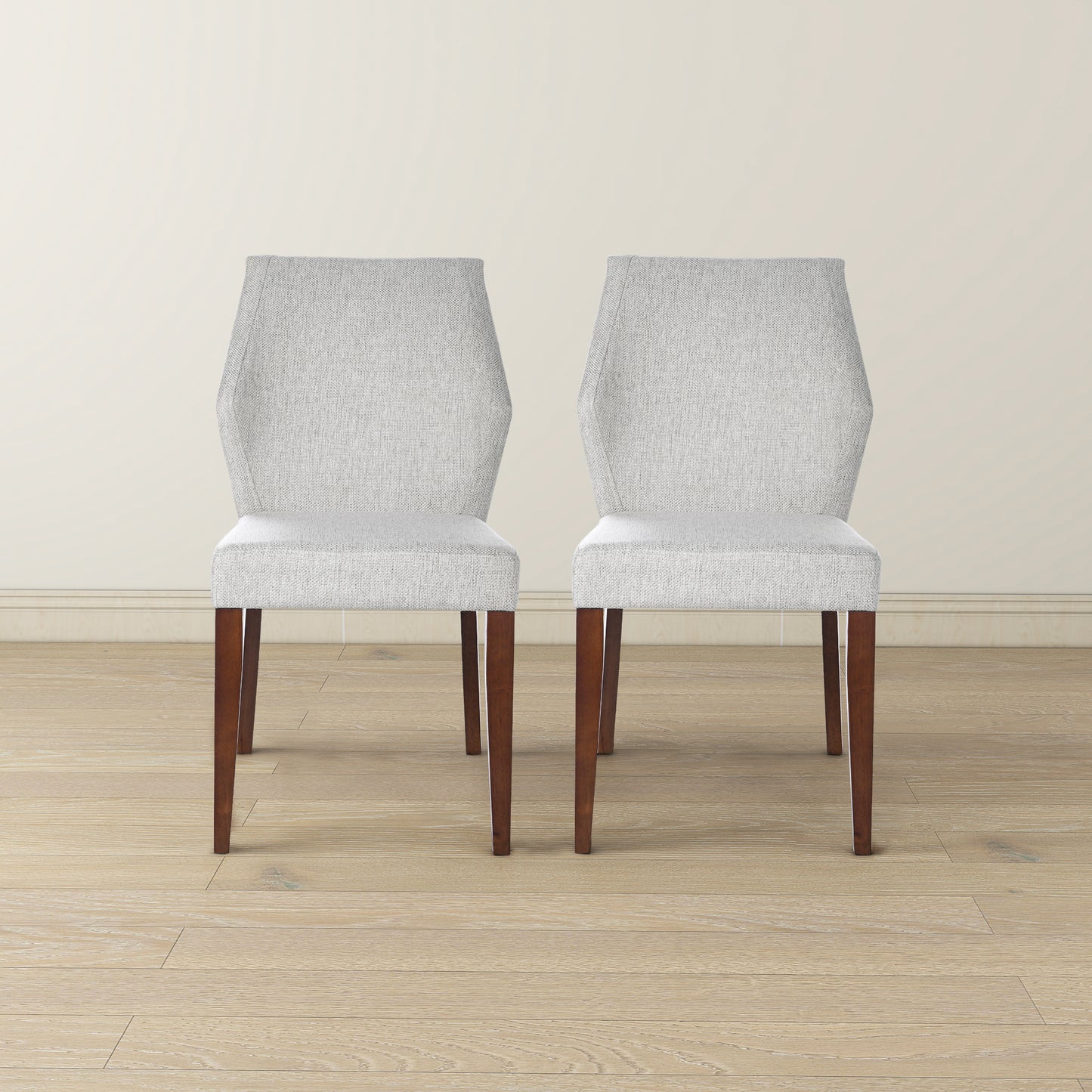 Luca Light Grey Fabric Dining Chair Set Of 2 - Comfortable Seating with Solid Wood Frame FredCo