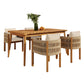 Outdoor Dining Set with Acacia Wood Table and 4 Chairs, Washable Waterproof Cushions, Slatted Tabletop for Patio Garden, Beige FredCo