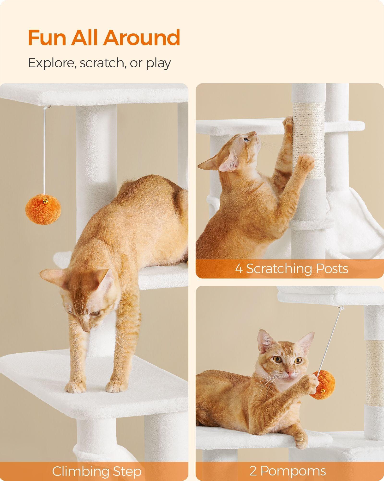 56.3-Inch Cat Tree Cream White FredCo