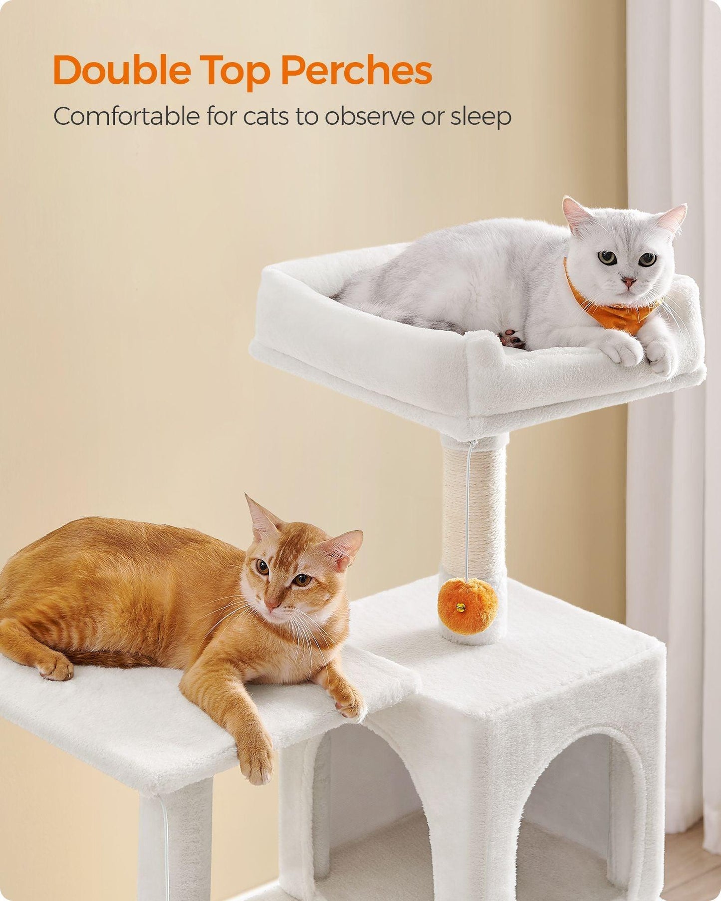 56.3-Inch Cat Tree Cream White FredCo