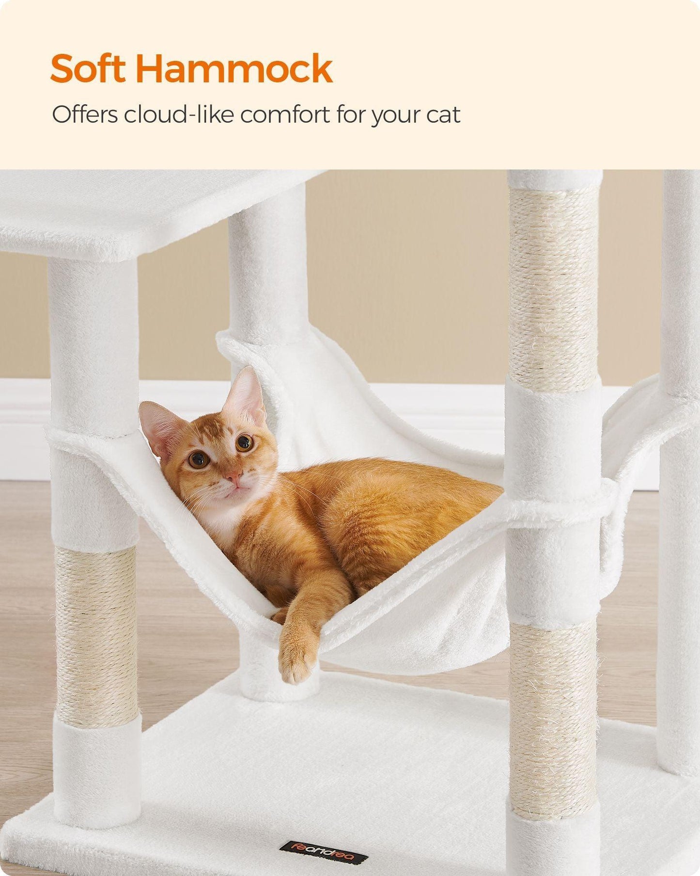 56.3-Inch Cat Tree Cream White FredCo