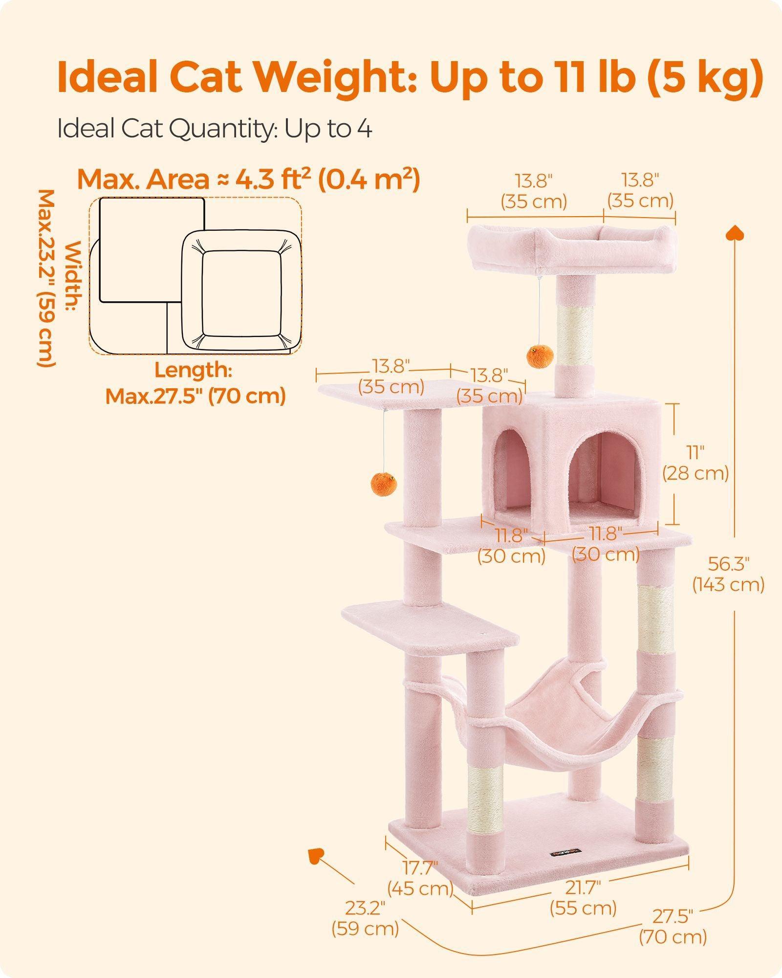 56.3-Inch Cat Tree Jelly Pink FredCo