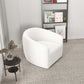 High Quality Elise Mid Century Modern Beige Boucle Swivel Chair with Elegant Design and Multi-functional Use 34.2W'x 30D'x 30H' Swivel Round Chairs for Living Room Bedroom Reading, White FredCo