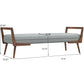 Modern Cora Mid Century Modern Gray Bench for Entryway, Living Room, Hallway,with Tufted Velvet Upholstery and Natural Walnut Wood Finish FredCo