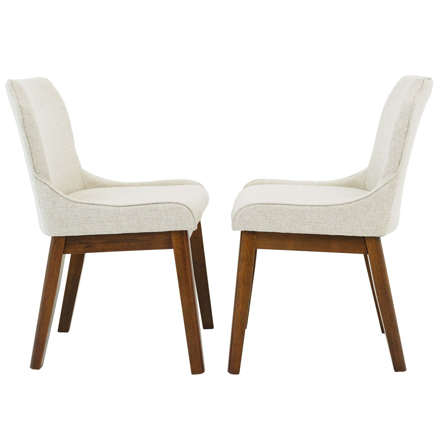 Ellis Mid-Century Modern Dining Chair Set of 2 with Full-Back Support in Beige Linen FredCo
