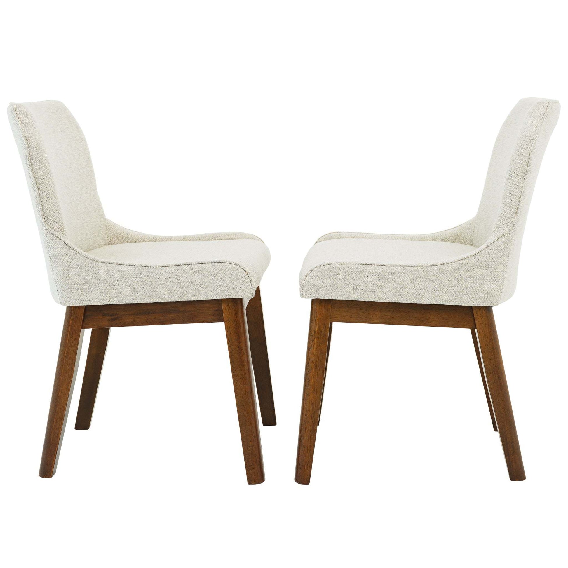Ellis Mid-Century Modern Dining Chair Set of 2 with Full-Back Support in Beige Linen FredCo
