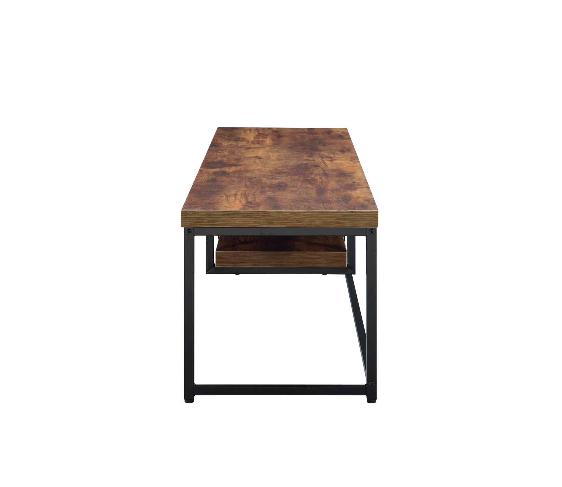 59" Bob Weathered Oak & Black Metal Finish TV Stand FredCo