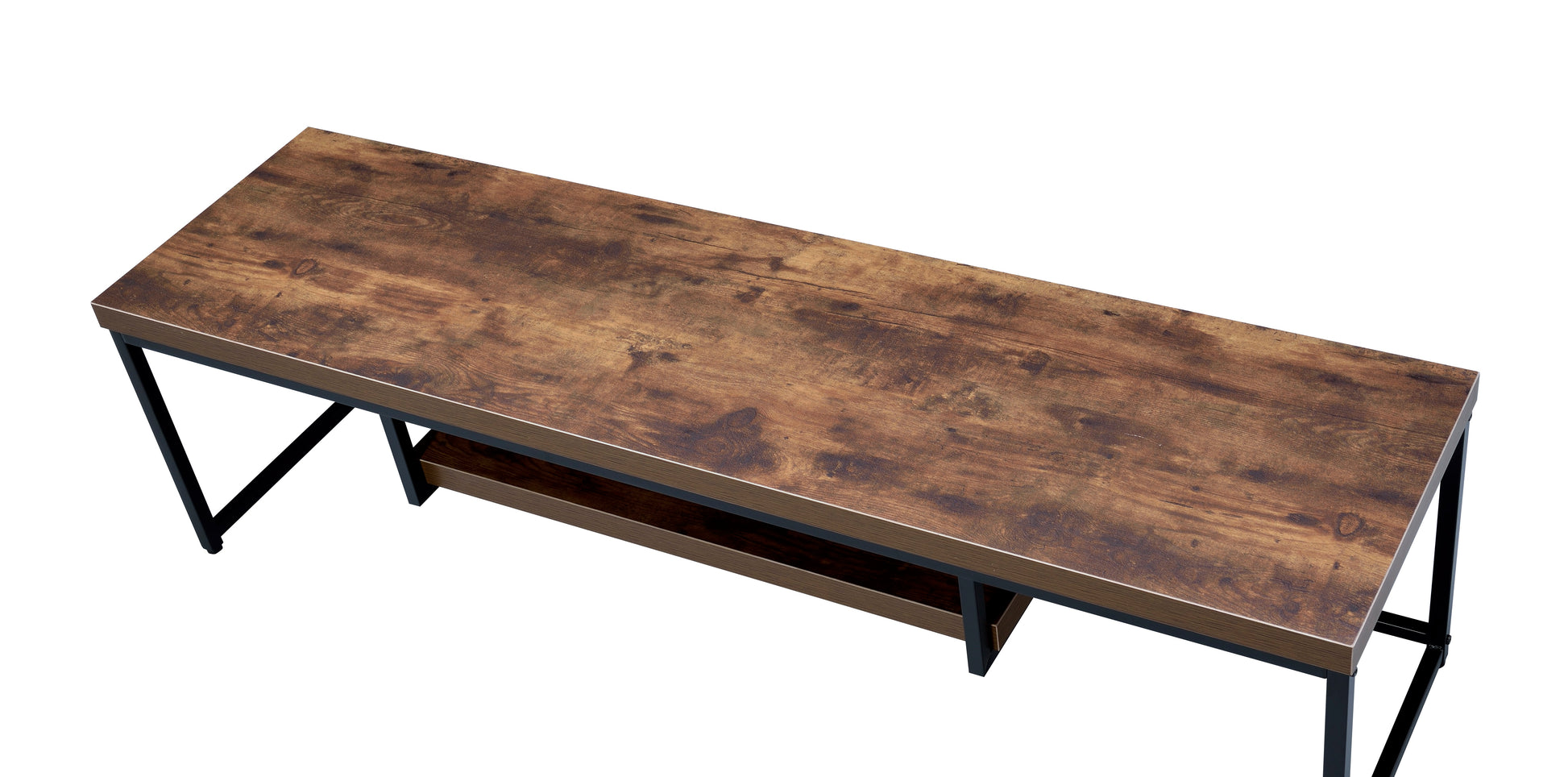 59" Bob Weathered Oak & Black Metal Finish TV Stand FredCo