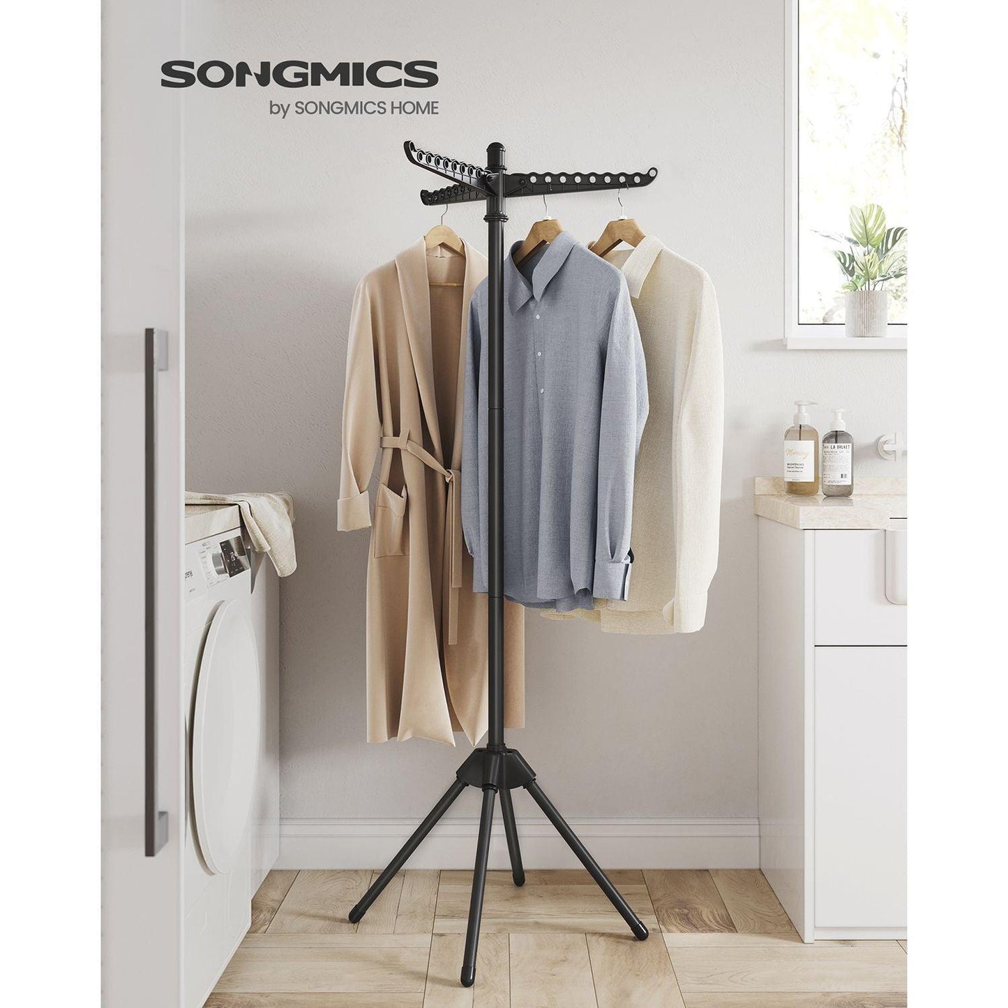 59-Inch Clothes Drying Rack Black FredCo