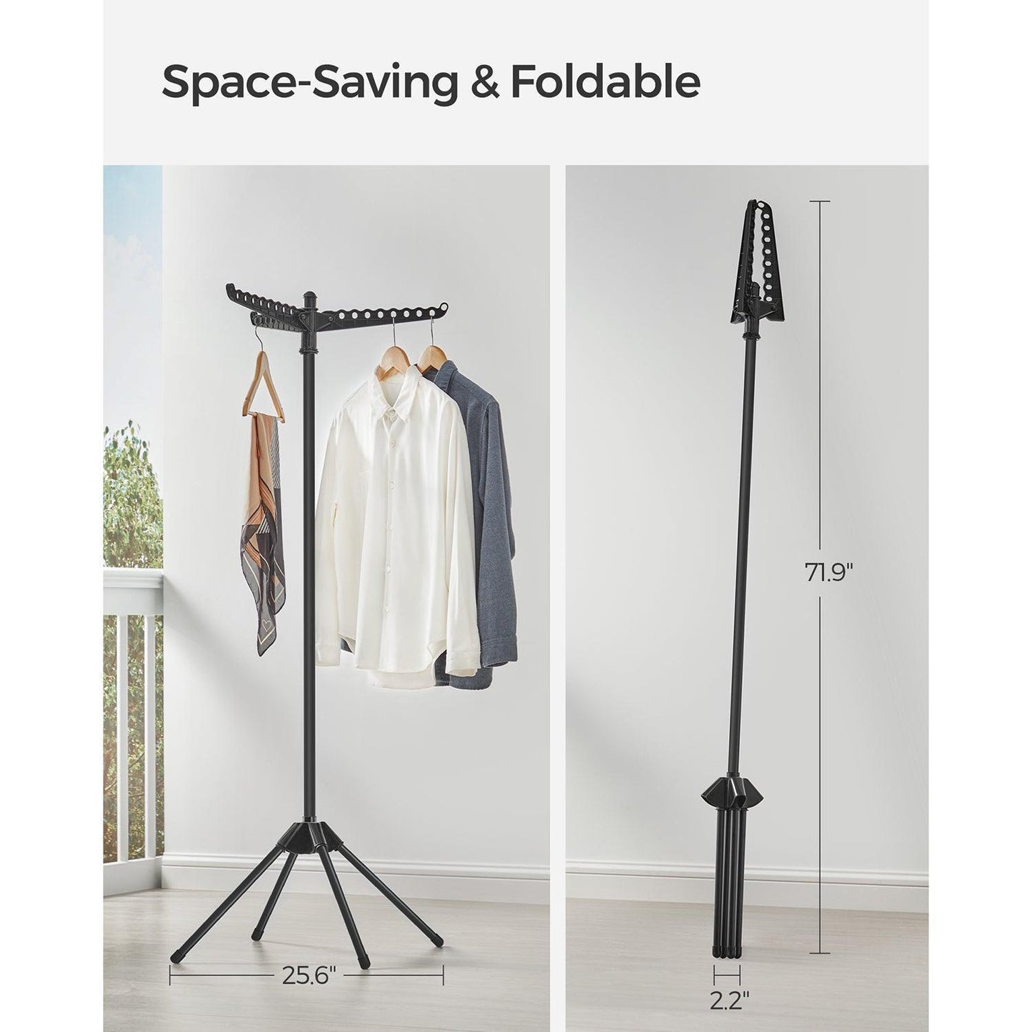 59-Inch Clothes Drying Rack Black FredCo