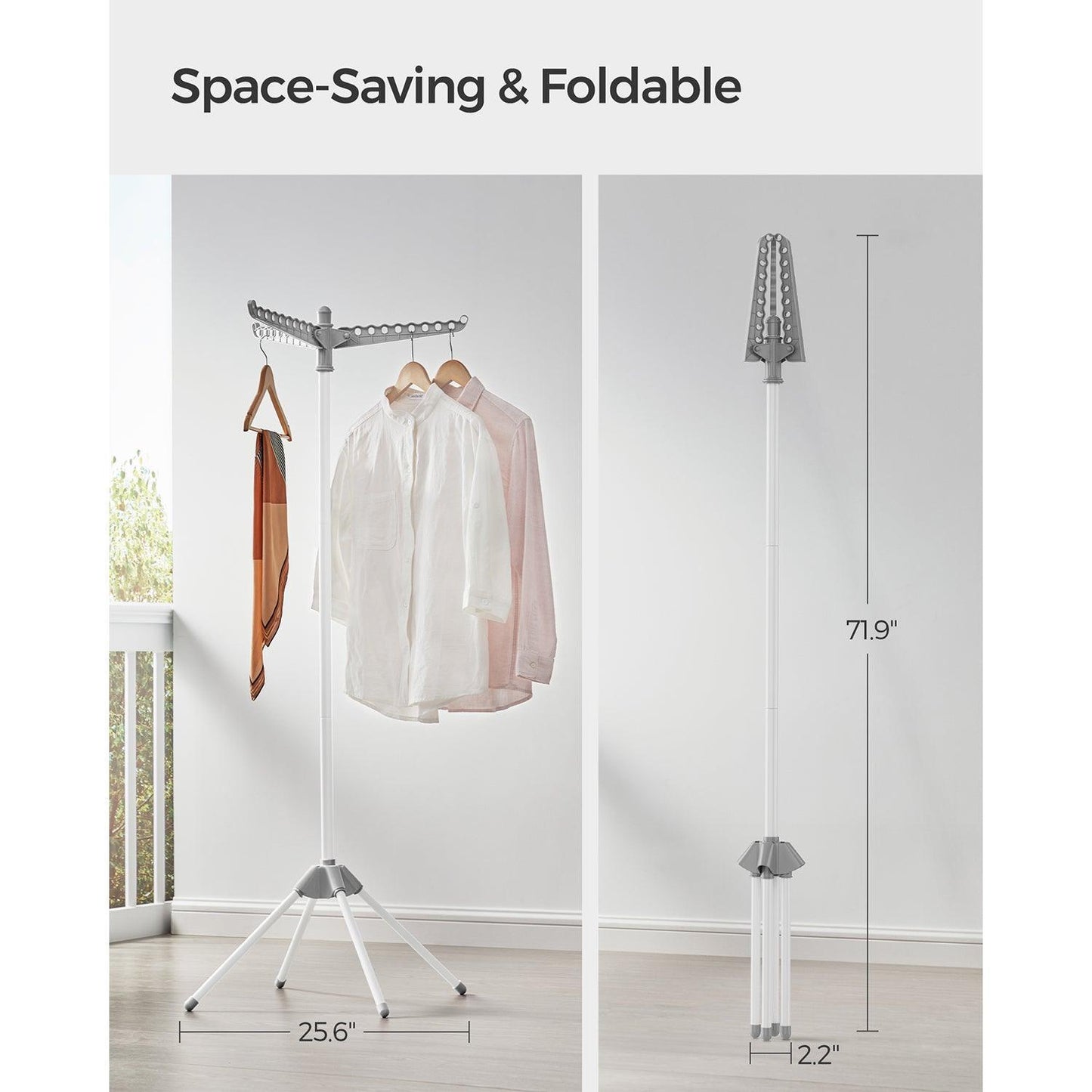 59-Inch Clothes Drying Rack Gray and White FredCo
