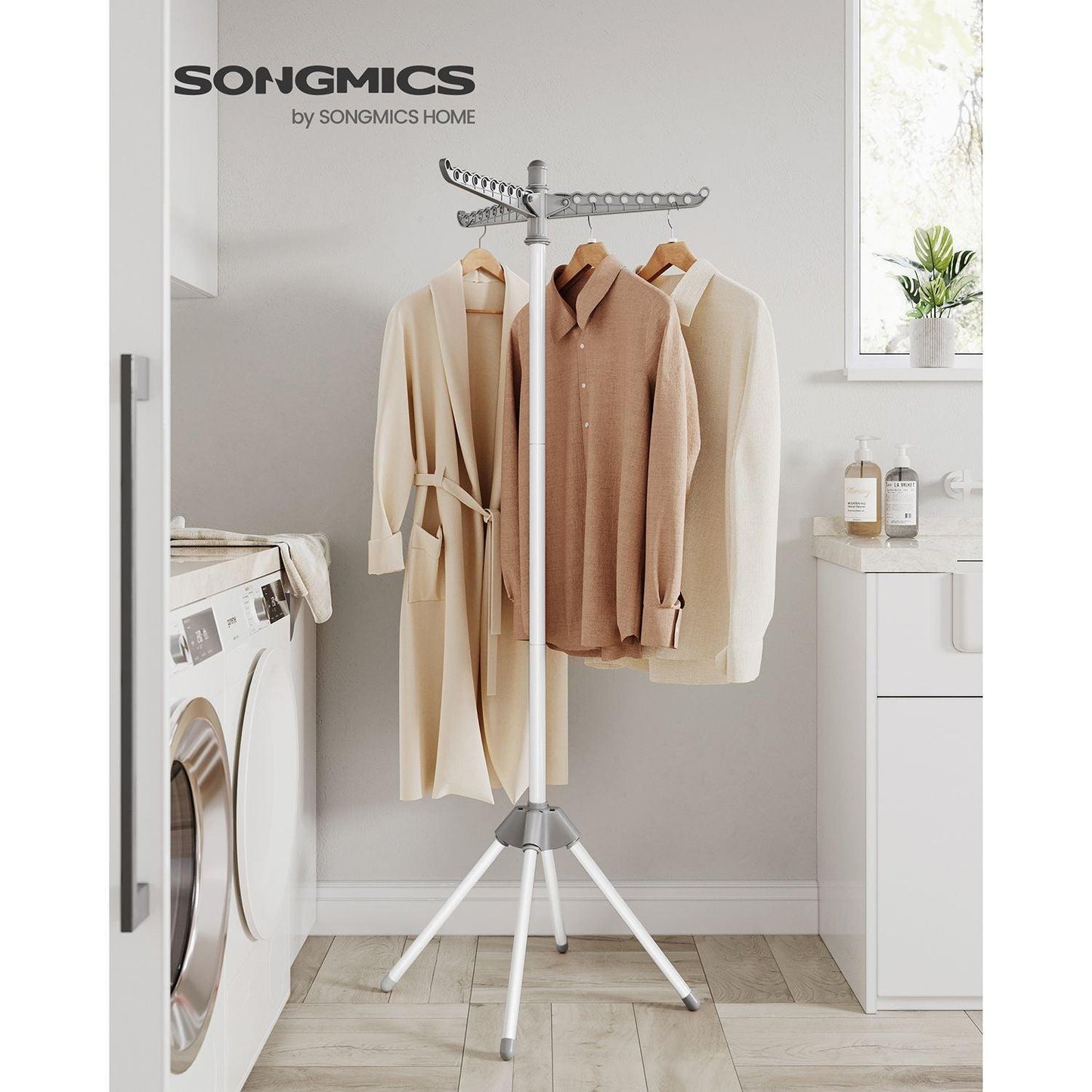 59-Inch Clothes Drying Rack Gray and White FredCo