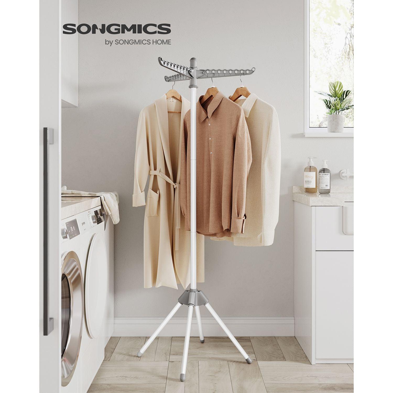 59-Inch Clothes Drying Rack Gray and White FredCo