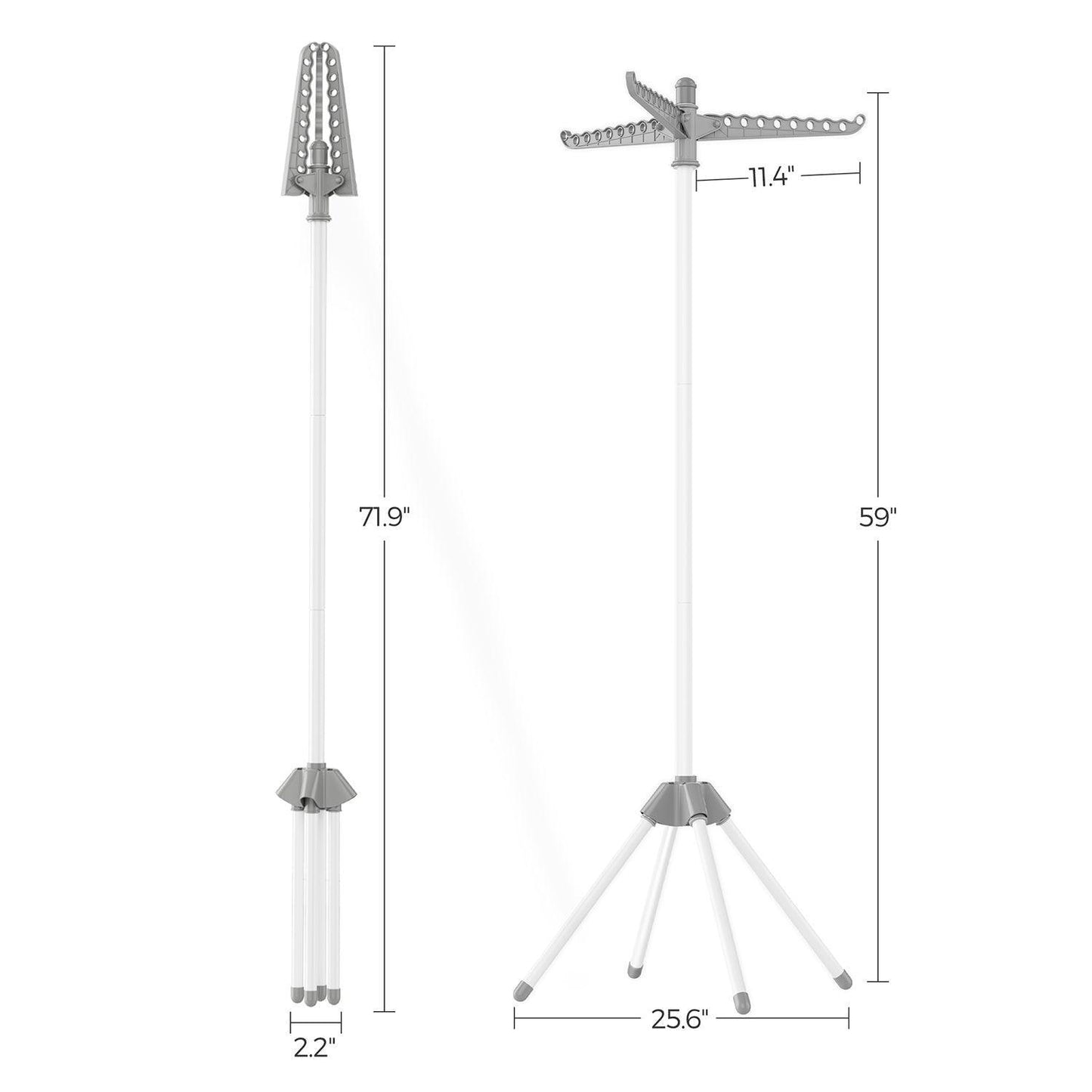 59-Inch Clothes Drying Rack Gray and White FredCo