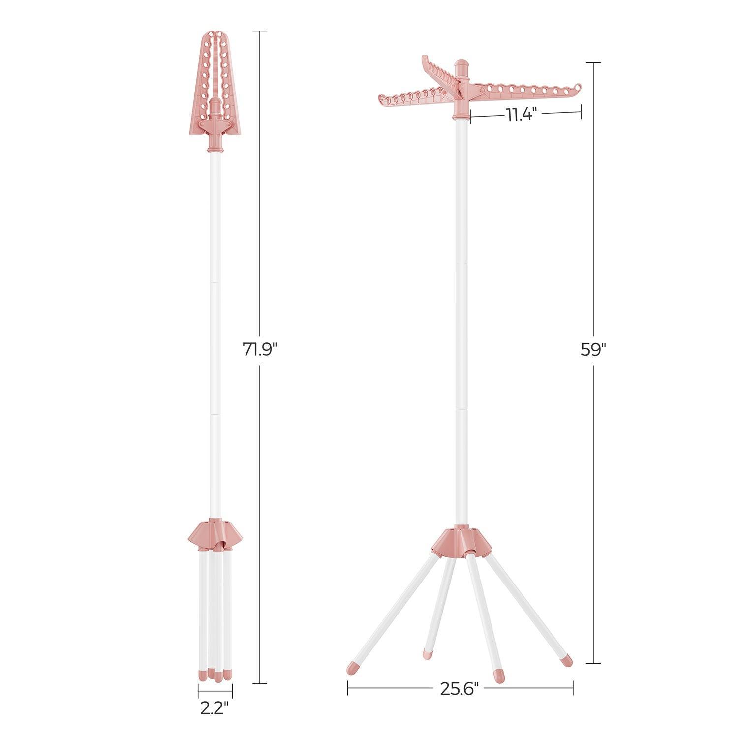 59-Inch Clothes Drying Rack Pink and White FredCo