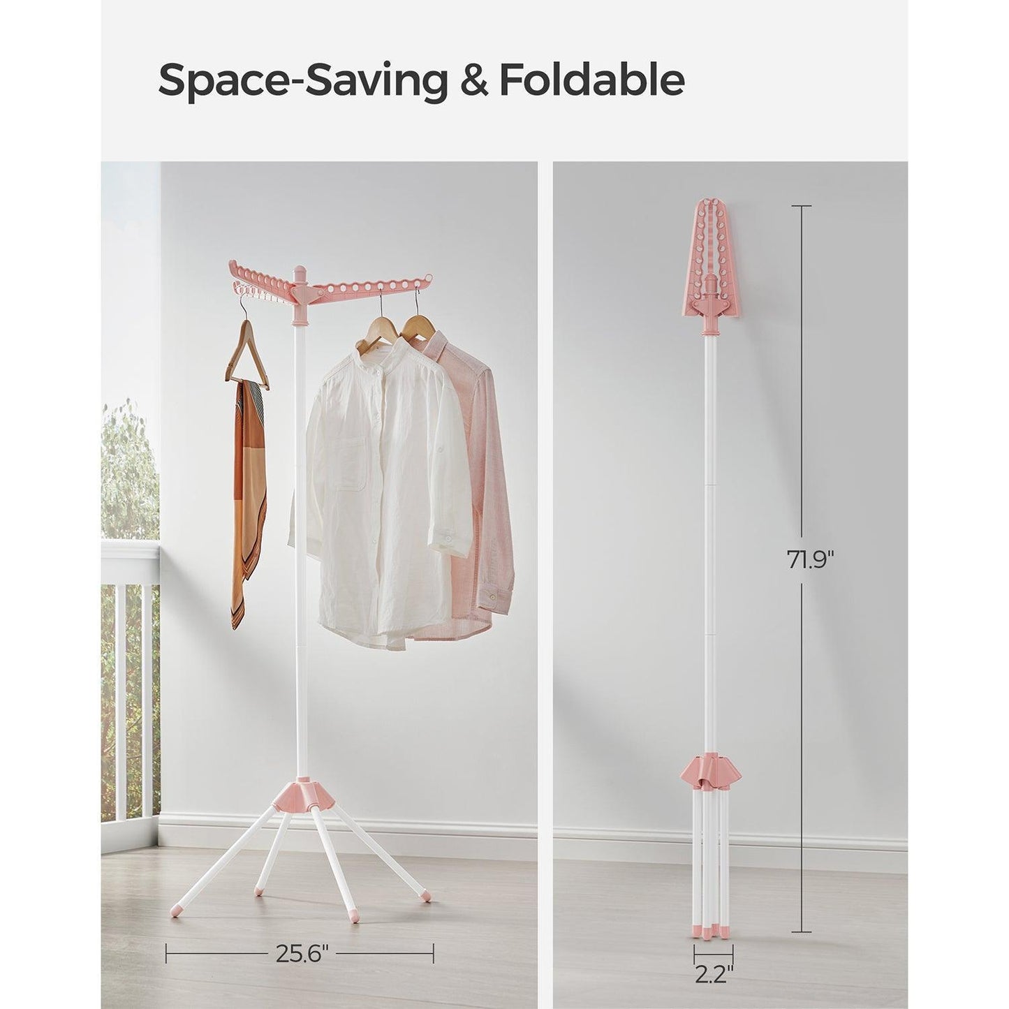 59-Inch Clothes Drying Rack Pink and White FredCo