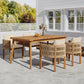Outdoor Dining Set with Acacia Wood Table and 4 Chairs, Washable Waterproof Cushions, Slatted Tabletop for Patio Garden, Beige FredCo