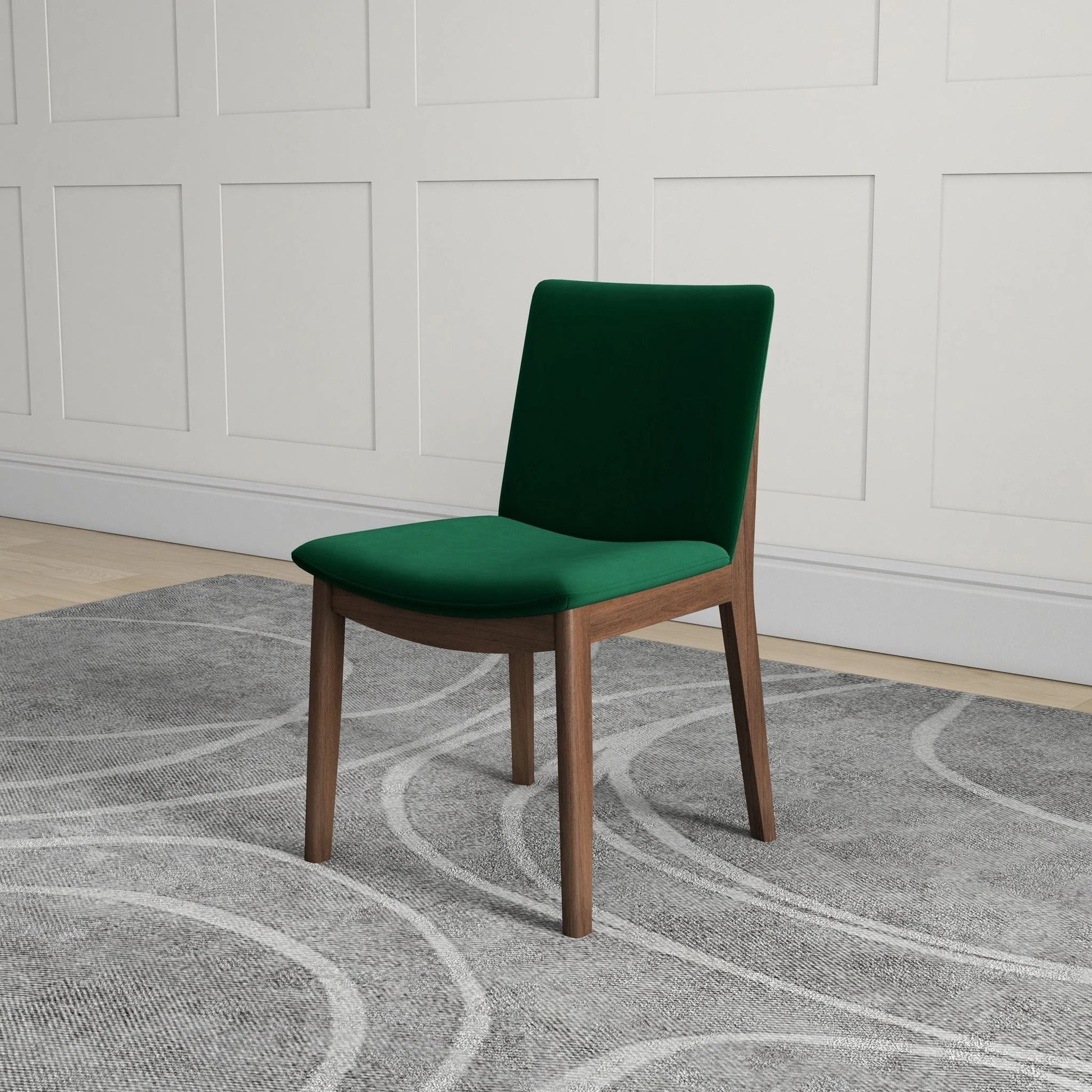 Laura Mid-Century Modern Solid Wood Dining Chair Set of 2 Green Velvet 20 x 20 x 32 inches FredCo
