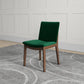 Laura Mid-Century Modern Solid Wood Dining Chair Set of 2 Green Velvet 20 x 20 x 32 inches FredCo