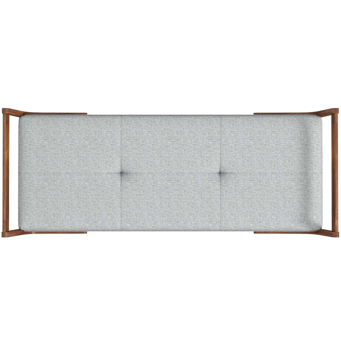 Modern Cora Mid Century Modern Gray Bench for Entryway, Living Room, Hallway,with Tufted Velvet Upholstery and Natural Walnut Wood Finish FredCo