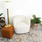 Mina Modern Boucle Swivel Chair with Sturdy Frame in White FredCo