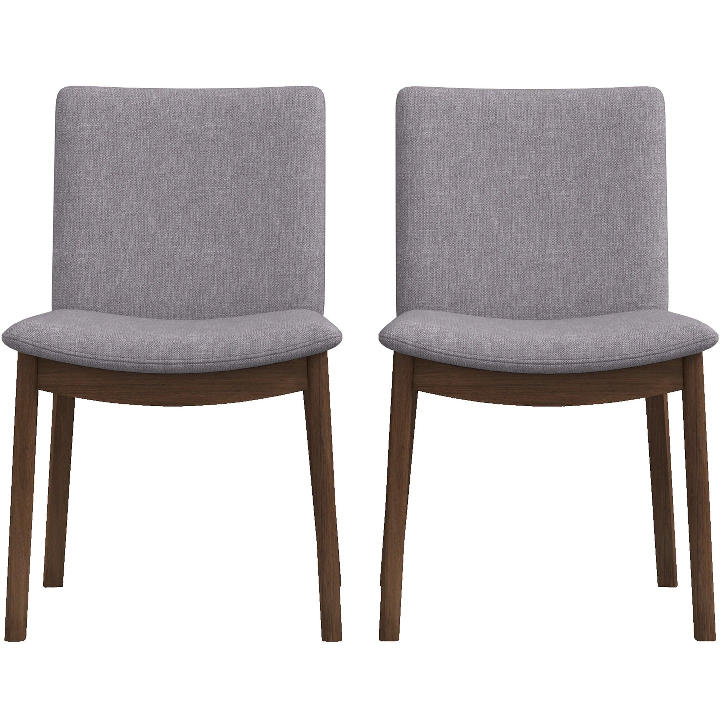 Pair of modern gray fabric dining chairs with wooden legs from FredCo International