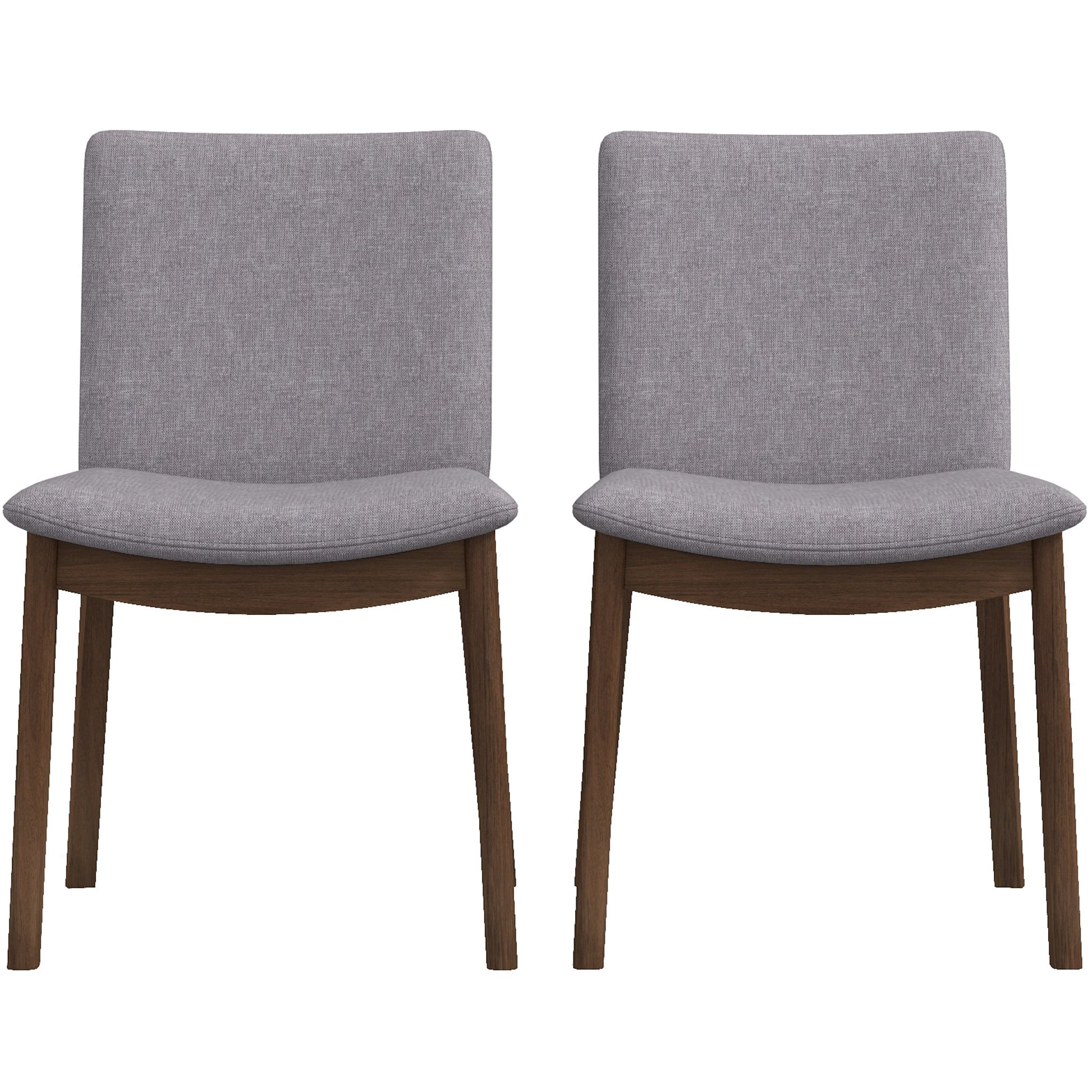 Pair of modern gray fabric dining chairs with wooden legs from FredCo International