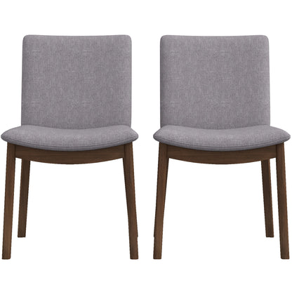 Pair of modern gray fabric dining chairs with wooden legs from FredCo International