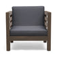 Outdoor Club Chair, Acacia Wood Patio Chair with Fabric Cushion for Backyard, Poolside, Garden or Porch, Grey FredCo
