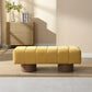 Upholstered Dining Bench, No-Assembly Entryway Bench Ottoman, Yellow Chenille Fabric, 50' Length FredCo