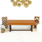 Cameron Mid-Century Modern Tan Leather Bench with Solid Wood Frame 17.5''H x 51''W x 16''D for Living Room Bedroom Waiting Room FredCo