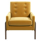 Modern yellow accent chair with button-tufted backrest and wooden legs, FredCo International
