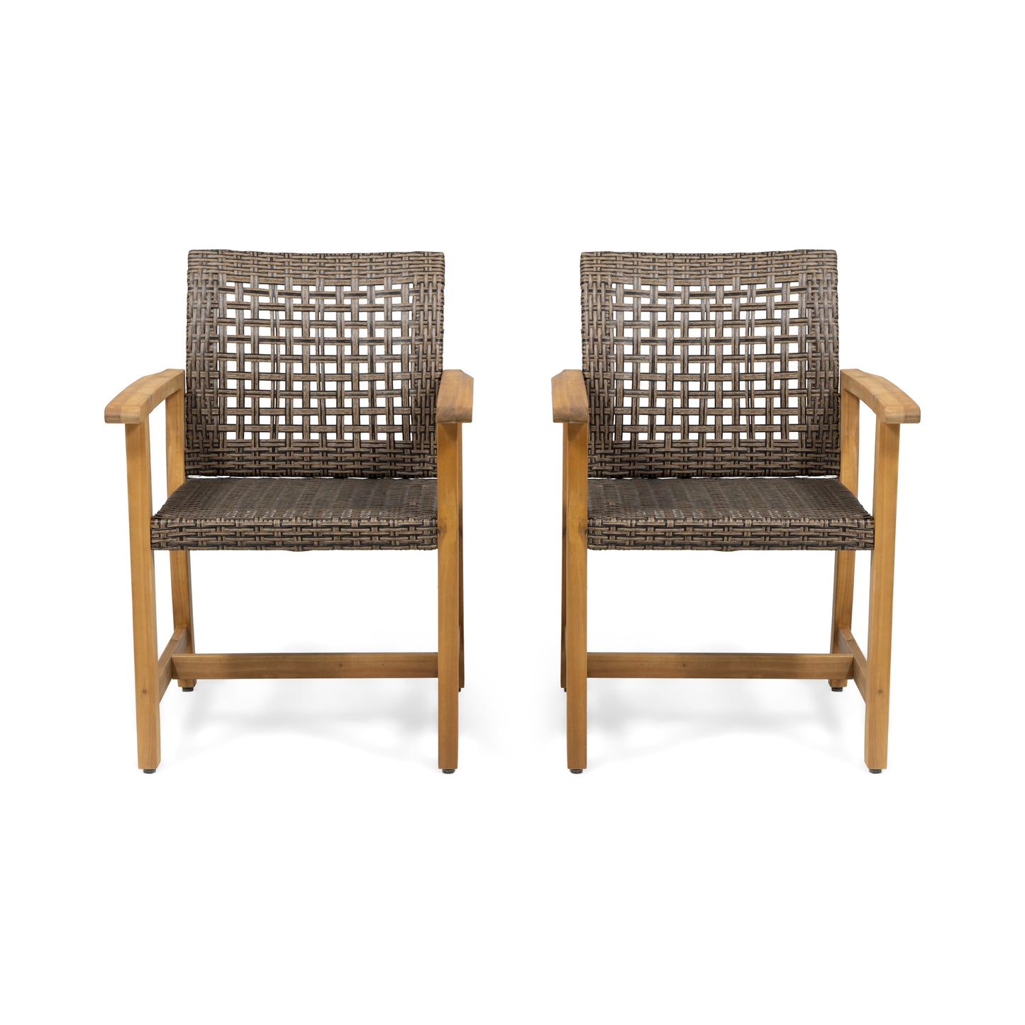 Hampton Wood and Wicker Dining Chair Set of 2