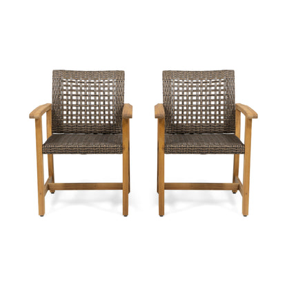 Hampton Wood and Wicker Dining Chair Set of 2