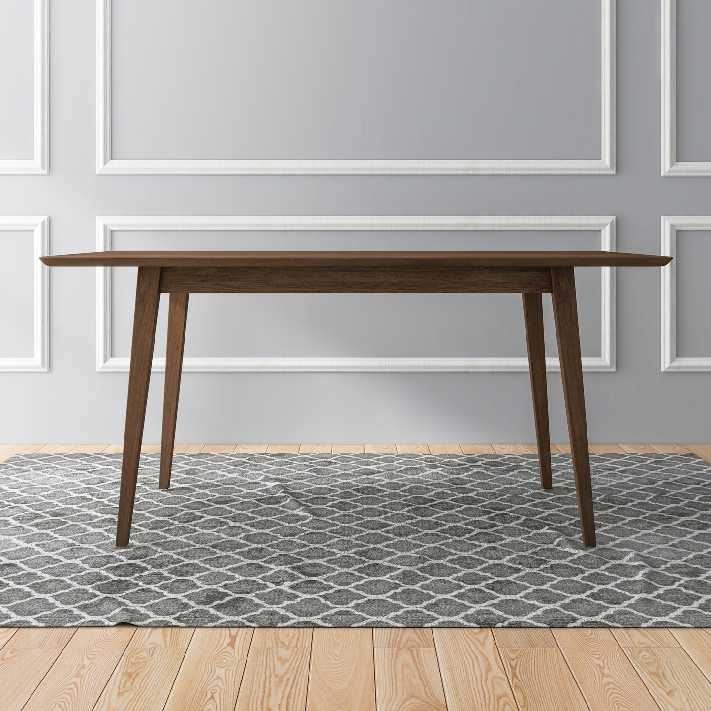 Levi Modern Style Solid Wood Rectangular Dining Kitchen Table Brown Finish FredCo