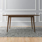 Levi Modern Style Solid Wood Rectangular Dining Kitchen Table Brown Finish FredCo