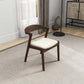 Modern wooden accent chair with white cushion in a stylish living room, FredCo International furniture