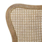 Classic Retro Dining Chair Set of 2 with Rattan Backrest, Dark Brown Rubberwood Frame, Beige Fabric Cushion FredCo