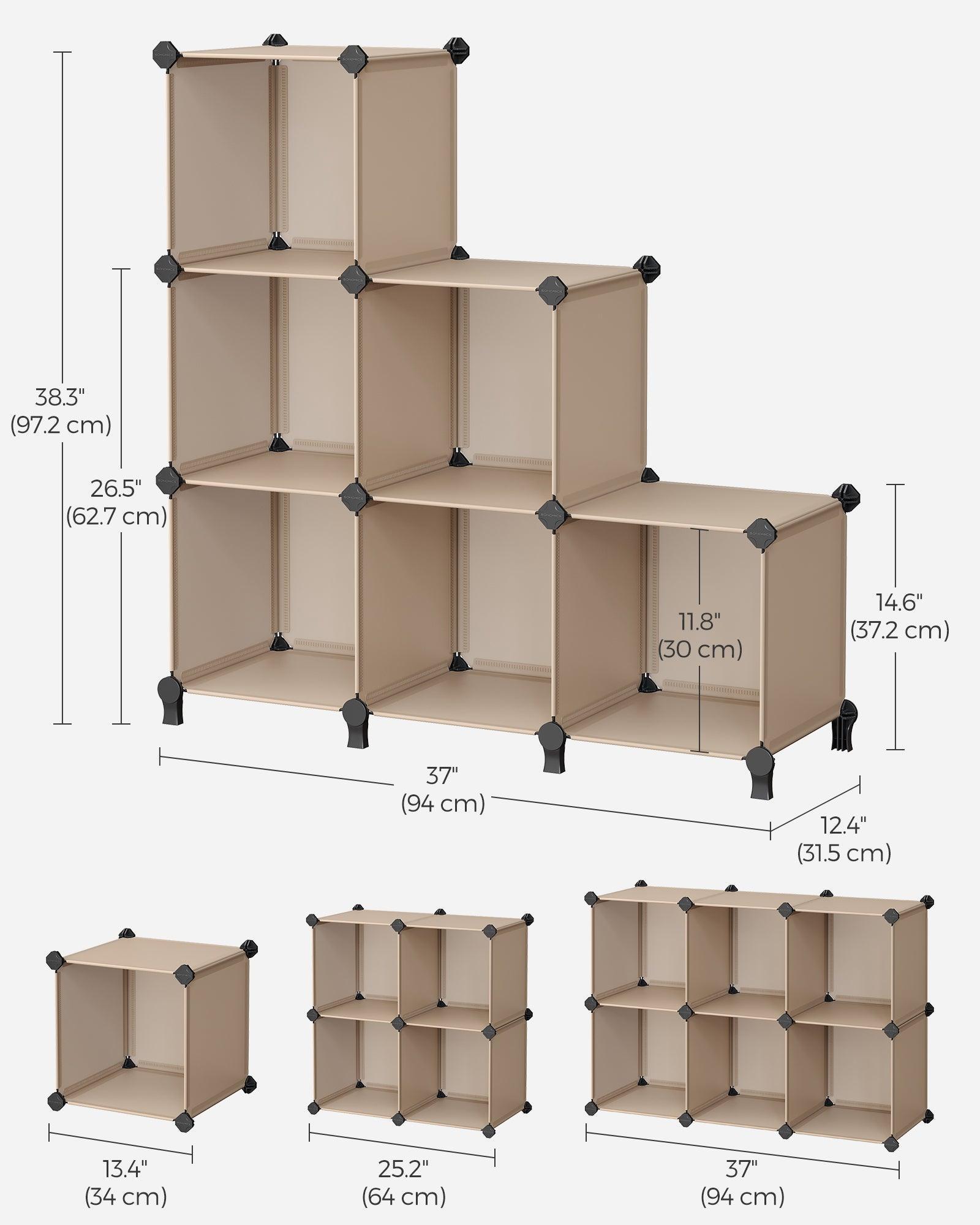 6 Cube DIY Storage Organizer with Feet Camel Brown FredCo