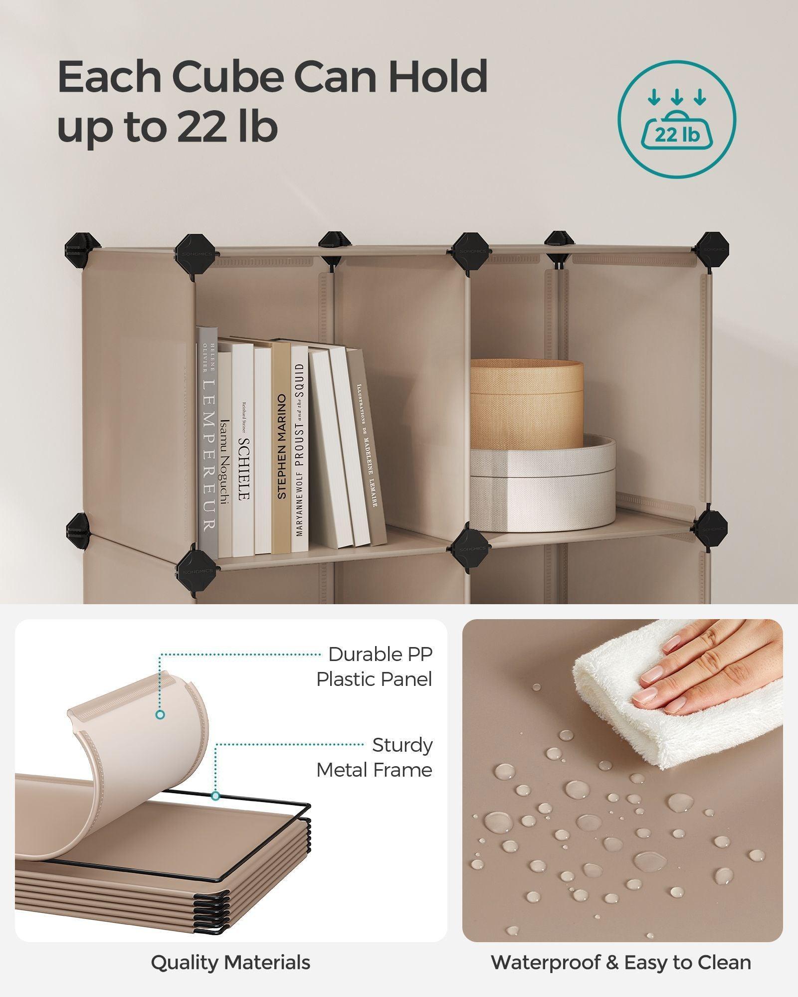 6 Cube DIY Storage Organizer with Feet Camel Brown FredCo