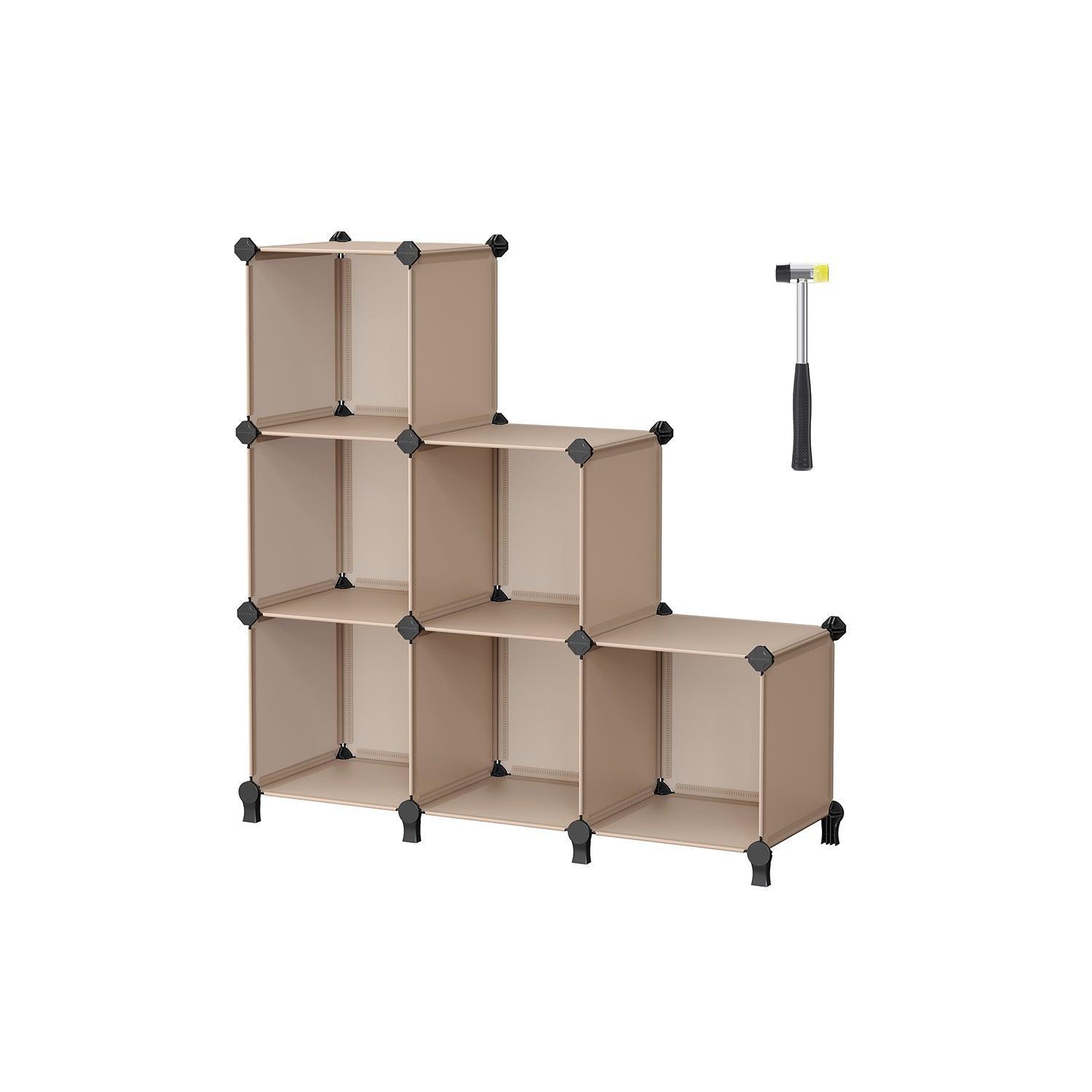 6 Cube DIY Storage Organizer with Feet Camel Brown FredCo