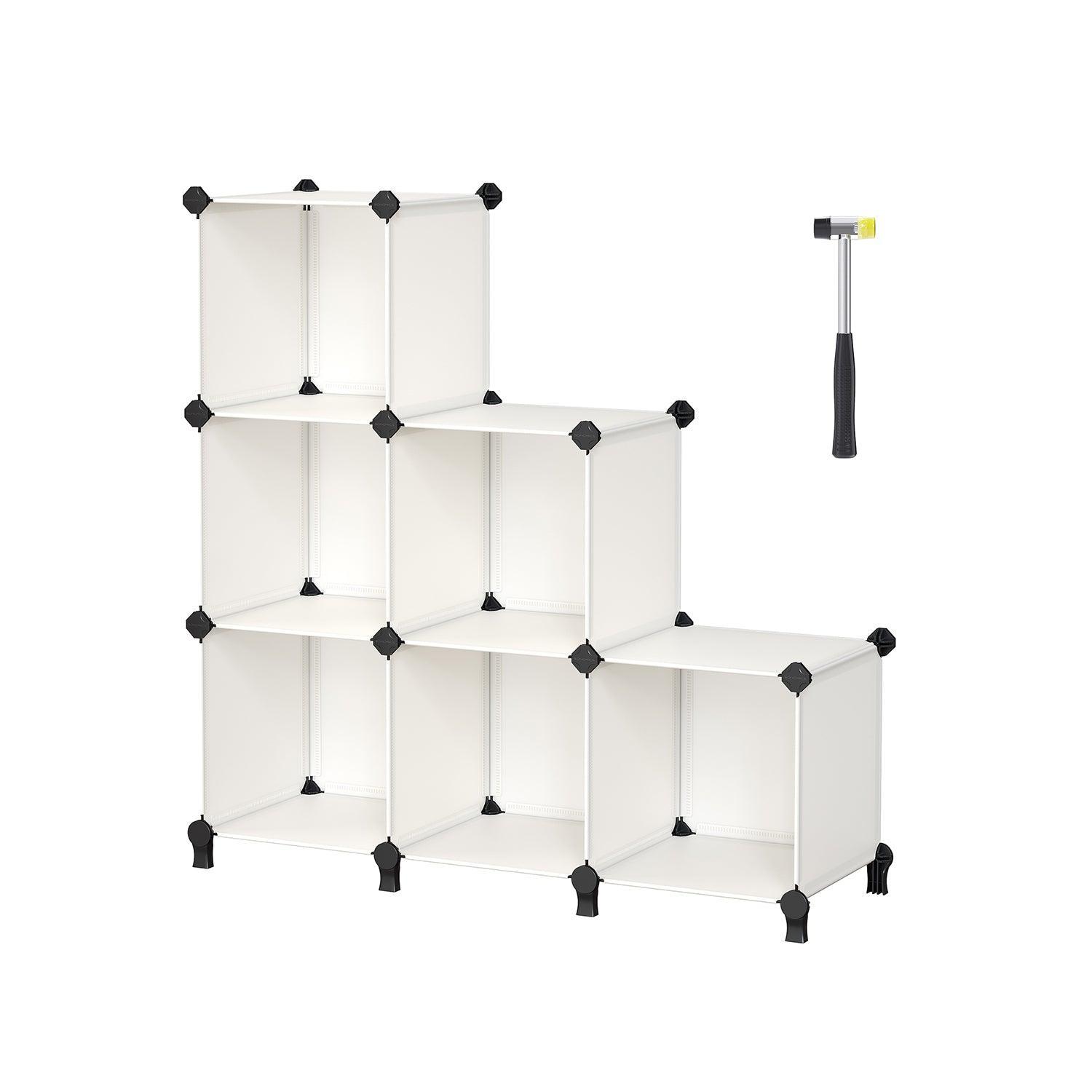 6 Cube DIY Storage Organizer with Feet Cream White FredCo