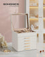 6-Layer Jewelry Box with Lid Cloud White and Gold Color FredCo